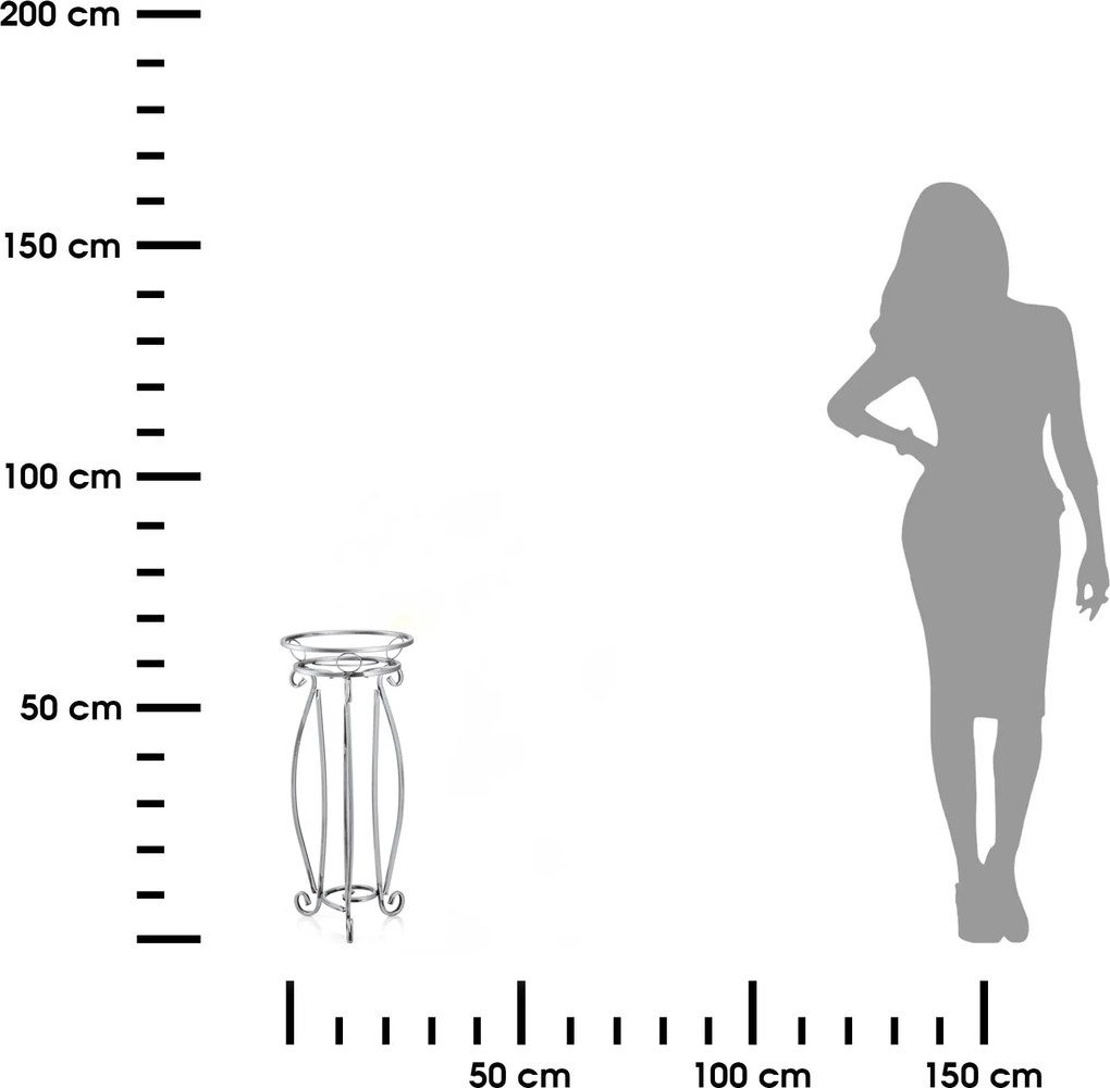 STOJAN NA KVETINÁČ SHANE 62X28 CM STRIEBORNÁ