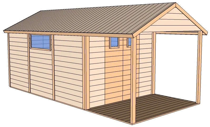 Drevený domček SALVIA s terasou (2,7 × 5,45 m)