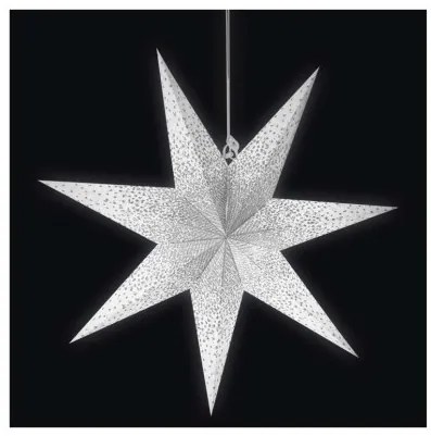Vánoční papírová hvězda LUNA stříbrné třpytky 60 cm bílá
