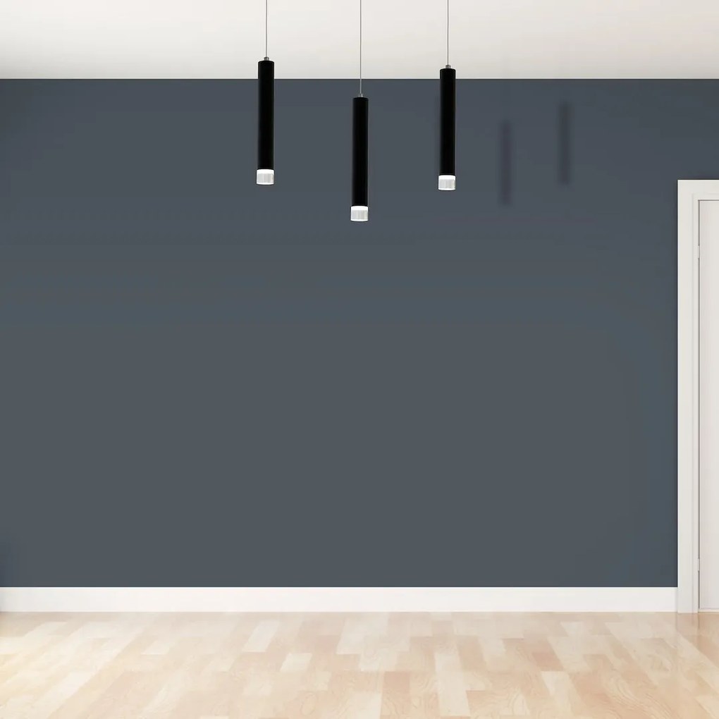 Závesné svietidlo Carbon, 3x čierne kovové tienidlo, b