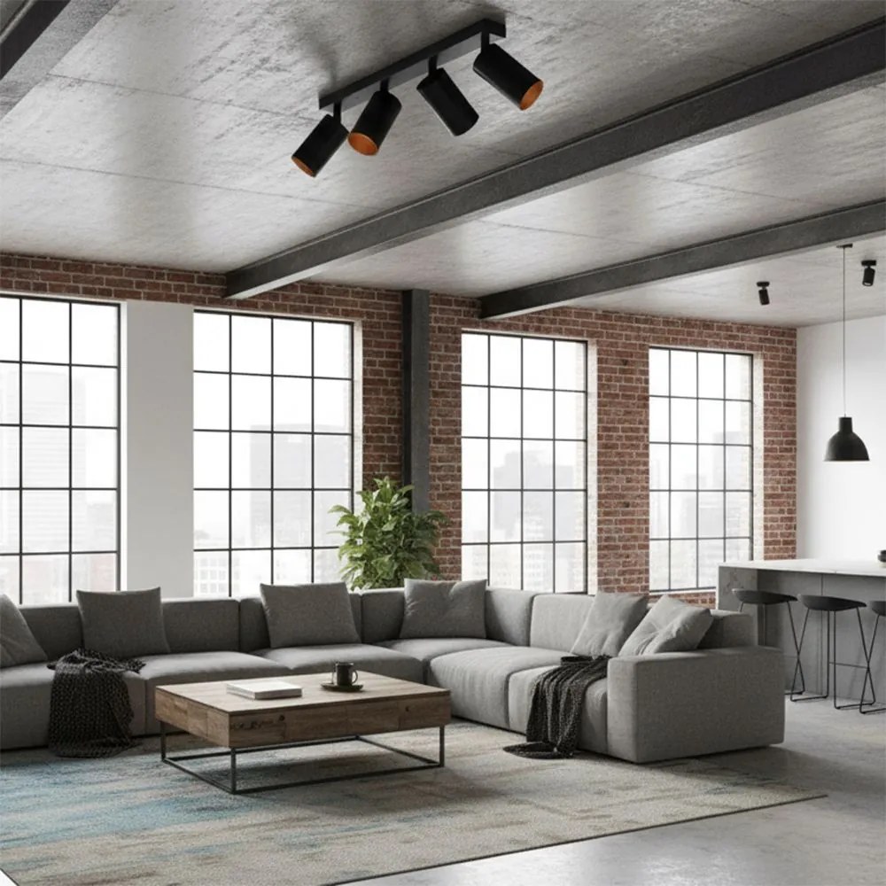 Toolight Toolight, stropné reflektorové svietidlo 4xGU10 60W APP940-4C, čierna, OSW-03858