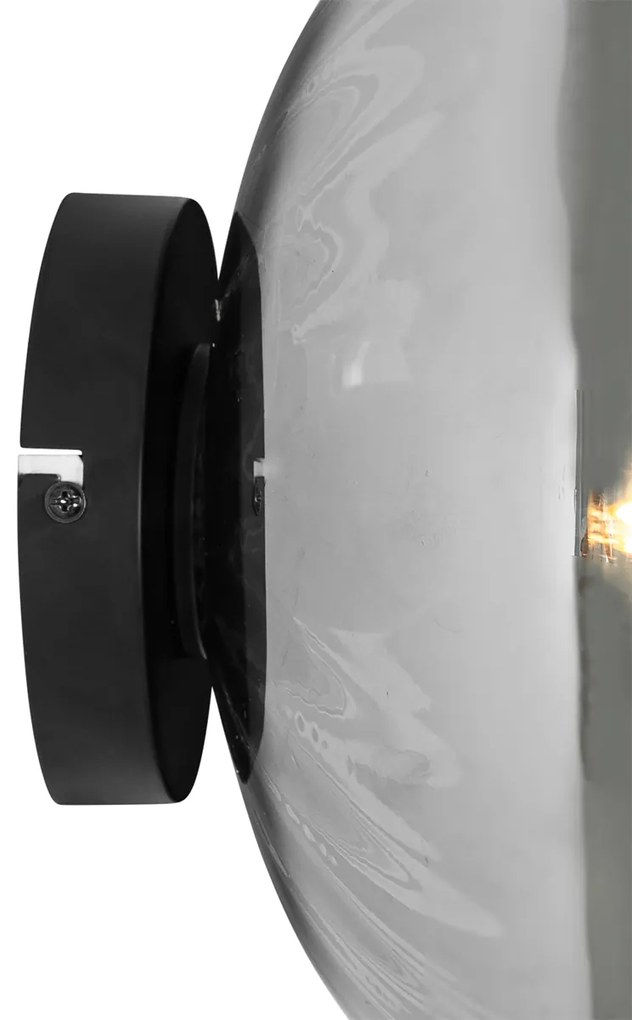 Art Deco nástenná lampa čierna s dymovým sklom - Ayesha