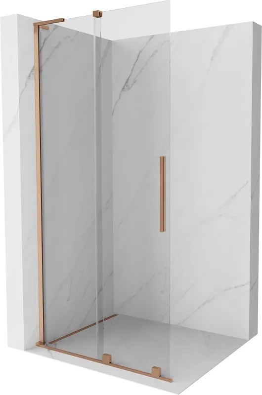 Mexen Velar L, posuvná sprchová zástena Walk-in 90 x 200 cm, 8mm číre sklo, medená matná, 871-090-003-03-65