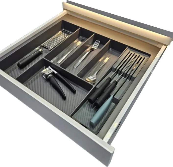 IN-DURO Držiak nožov, 10 priehradiek, plast antracit STRIPES - samostatne nepoužiteľný