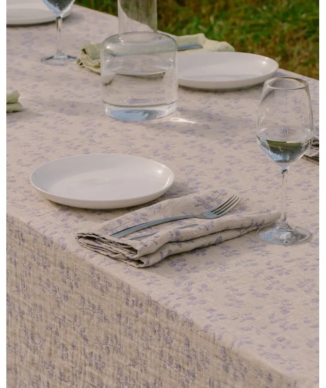 Ľanový obrus / deka Meirami 150x260, zlato-levanduľový