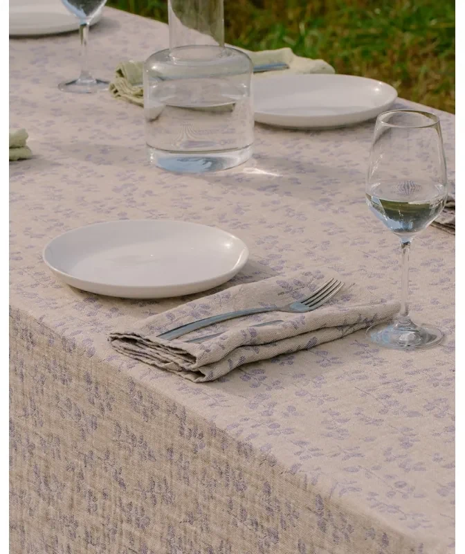 Ľanový obrus / deka Meirami 150x260, zlato-levanduľový