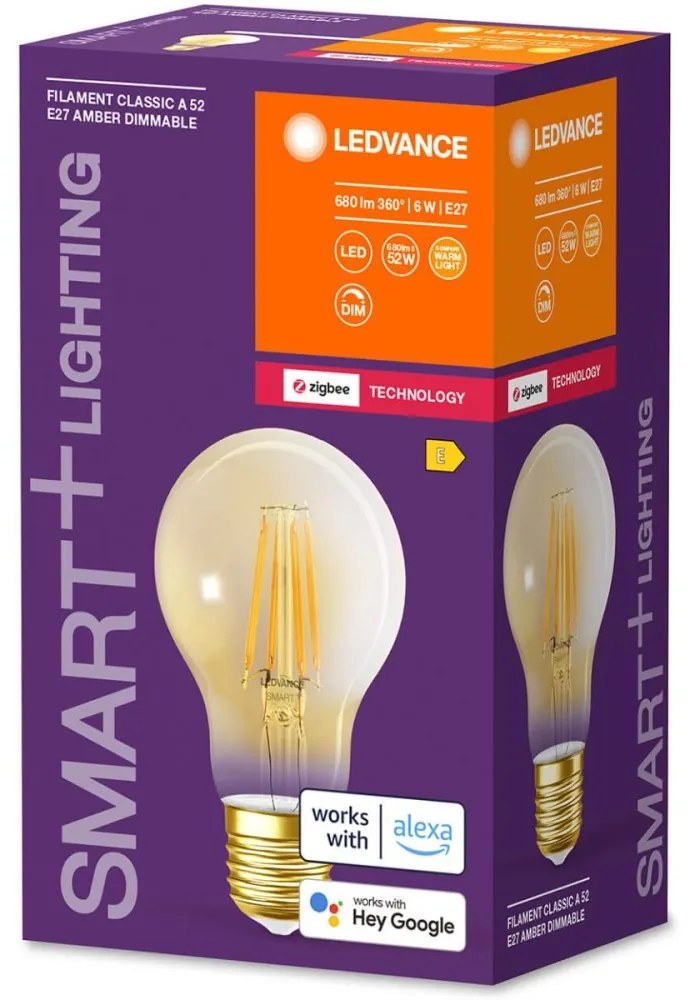 LED žiarovka E27 A60 6W 680lm 2400K Warm Filament LEDVANCE SMART+ ZigBee Dimmable