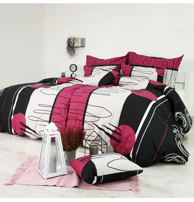 Obliečky Split bordové EMI, Štandardný set jednolôžko obsahuje 1x 140x200 + 1x 70x90