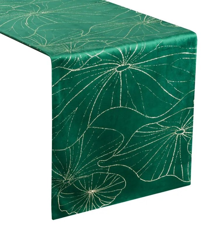 Dekorstudio Elegantný zamatový behúň na stôl BLINK 18 tmavozelený Rozmer behúňa (šírka x dĺžka): 35x220cm