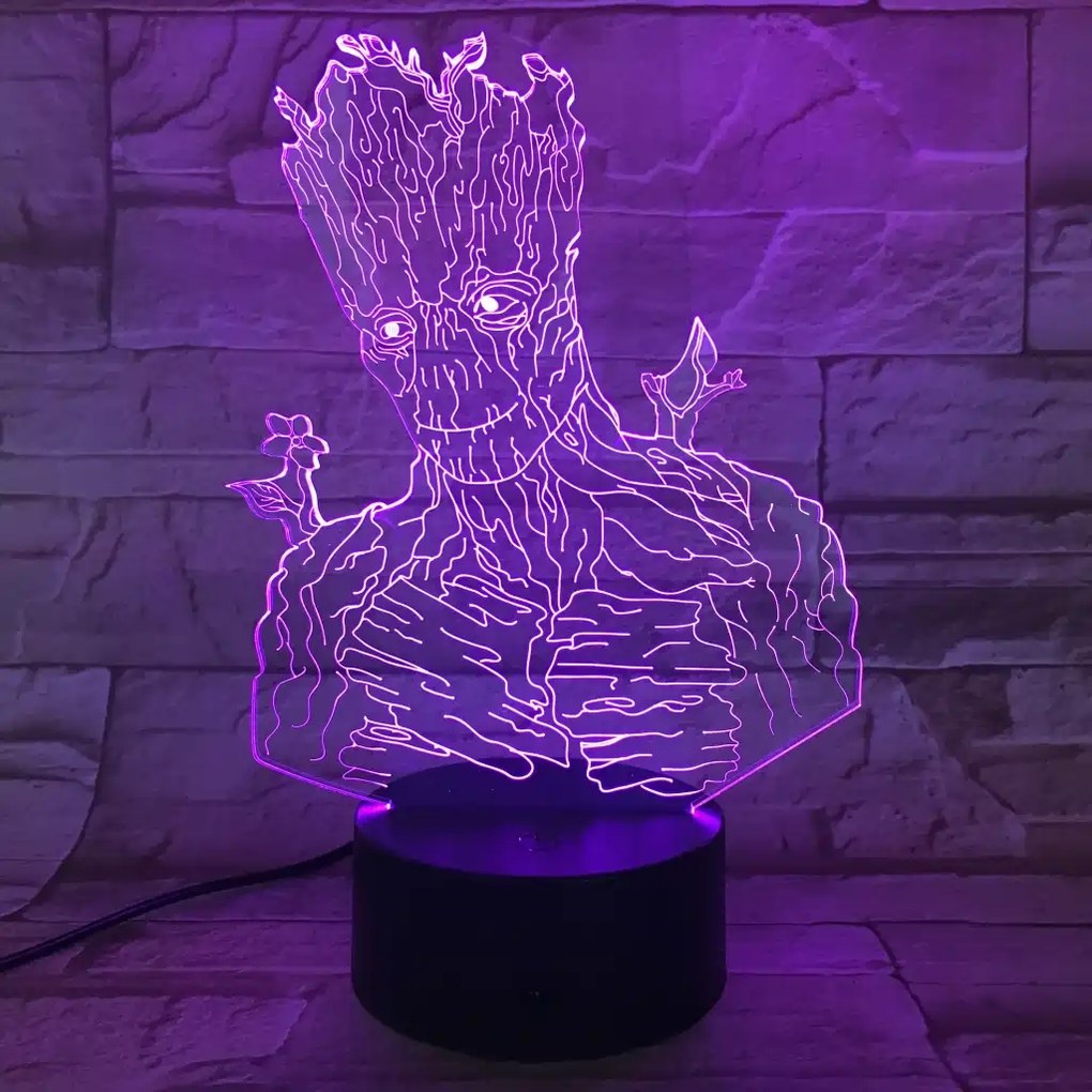 3Dmix 3DL-BTC039 – 3D LED nočná lampa - Groot (Grút) (Bluetooth reproduktor - farba čierna)