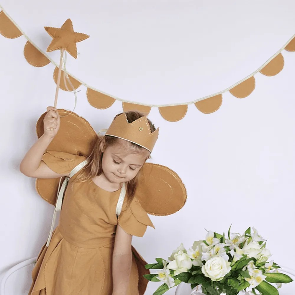 Ľanová kúzelná palička karamelová so zlatom