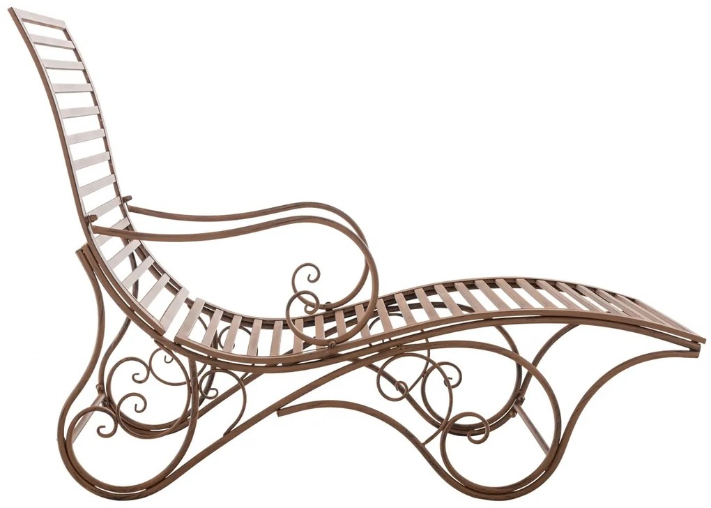 Kovová záhradné lehátko Amiens - Hnedá antik