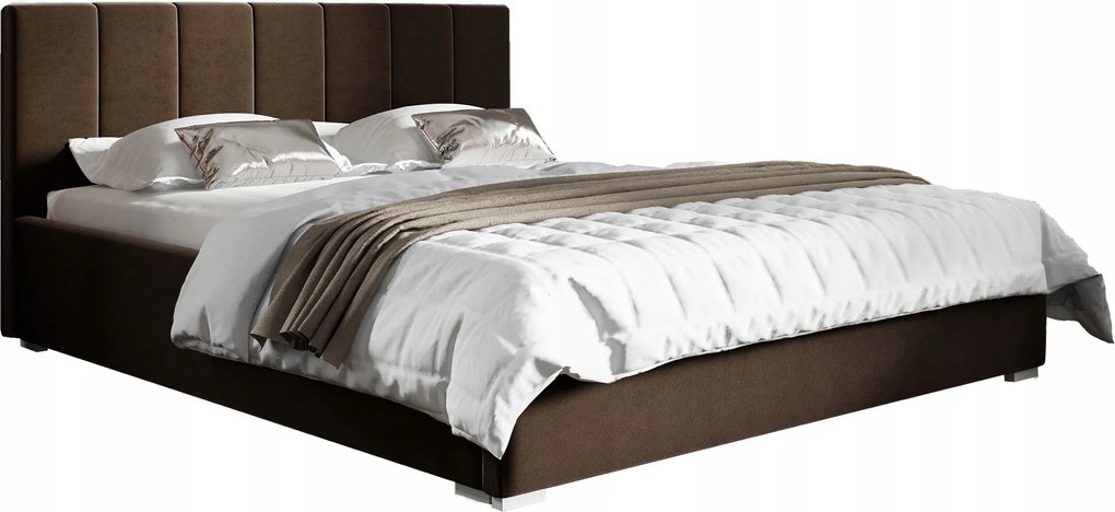 Čalúnená posteľ 120x200 s matracom a kovovým roštom Ledo, hnedá