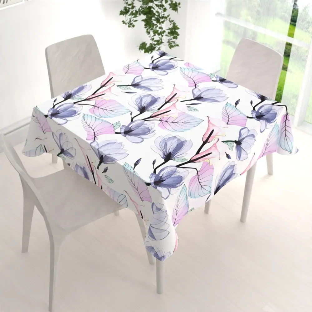 Biante Bavlnený štvorcový obrus Sandra SA-333 Veľké kvety magnólie a kaly 150x150 cm