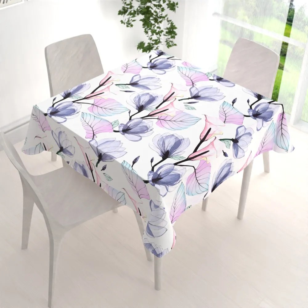 Biante Bavlnený štvorcový obrus Sandra SA-333 Veľké kvety magnólie a kaly 70x70 cm