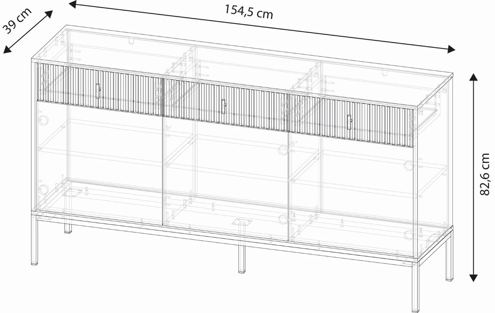 Komoda Maggiore 154,5 cm černá/zlatá