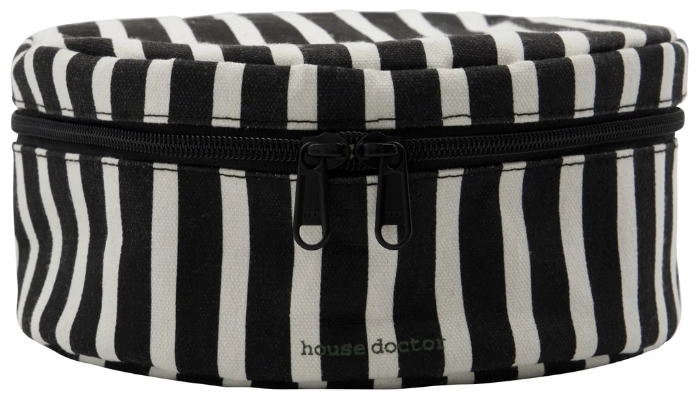 House Doctor Úložný guľatý box so zipsom Black/Off-white – set 2 ks