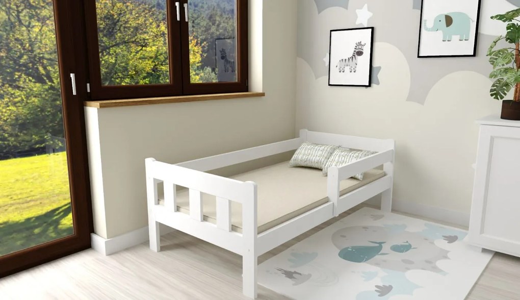 Detská posteľ MAJA z masívu borovice - 200x90 cm - biela
