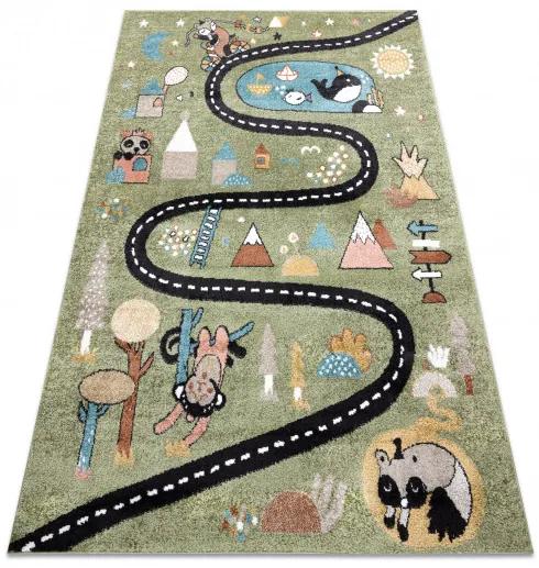 Dywany Łuszczów Detský kusový koberec Fun Route Street animals green - 160x220 cm
