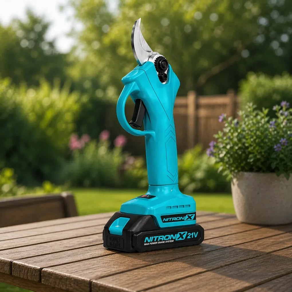 Akumulátorové záhradné nožnice NITRONIX 4786 + 2× batéria + kufrík