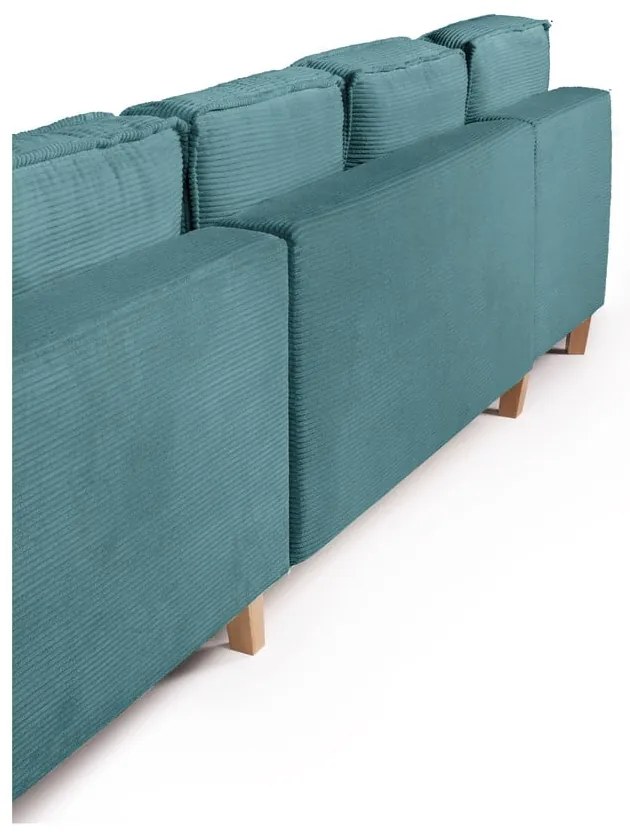 Tyrkysovomodrá menčestrová rozkladacia rohová pohovka (pravý roh/do tvaru "U") Tori – Bonami Selection