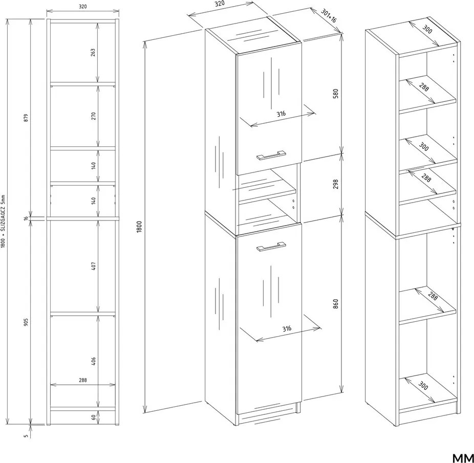 Vysoká koupelnová skříňka Marbela kašmírová
