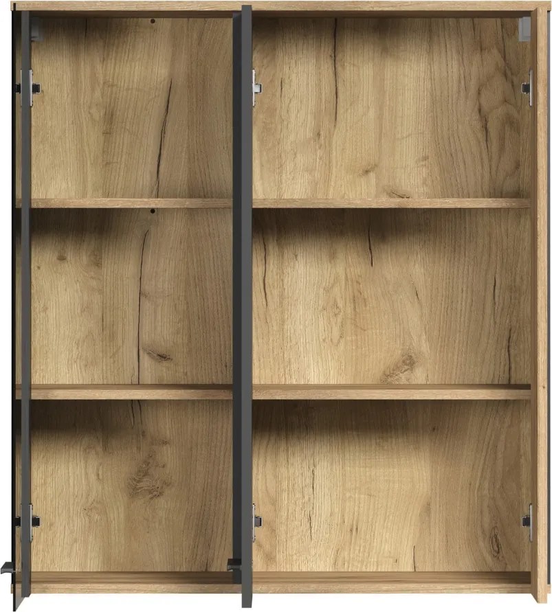 Závesná vitrína na stenu Esteban, antracit/dub evoke