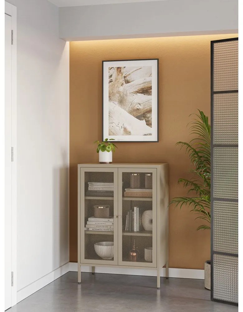 Krémovobiela kovová skrinka 70x100x40 cm Fayna – Marckeric