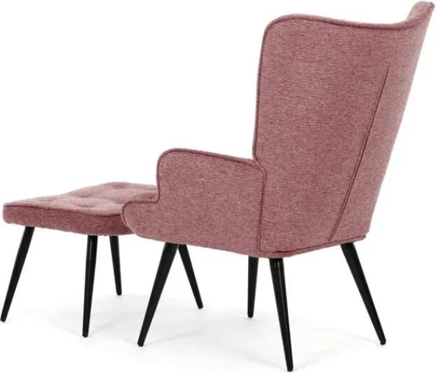 Kreslo ušiak s podnožou ELDORIA PINK