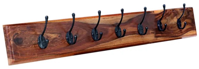 Vešiak s 7 háčikmi Jali 100x15x2,5 z indického masívu palisander Orech