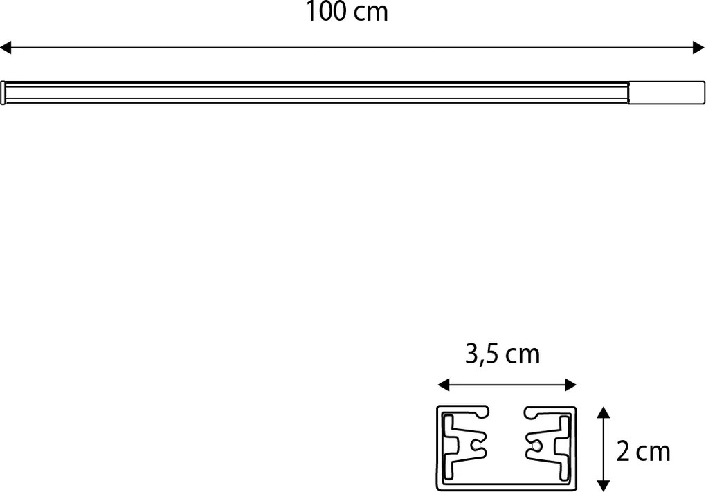Koľajnica 1 meter čierna pre 1-fázovú koľajnicu - Iconic
