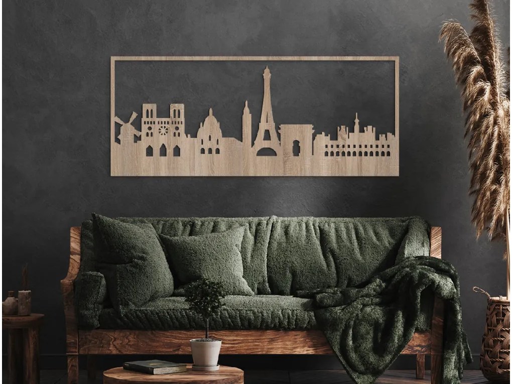 drevko Obraz Paríž Rozmer obrazu: 37 x 89 cm, Farba dekorácie: Čierna