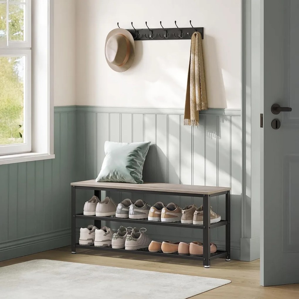 Skrinka na topánky E1078 GREY, sivá, 2 poschodia