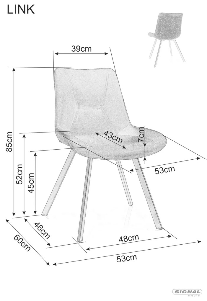 Signal LINK stolička jedálenská,nohy čierne / tap.212 hnedá
