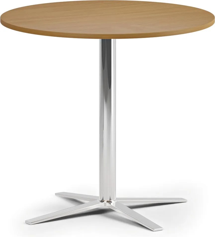 Konferenčný stolík AURA, priemer 60 cm, chróm podnož, buk