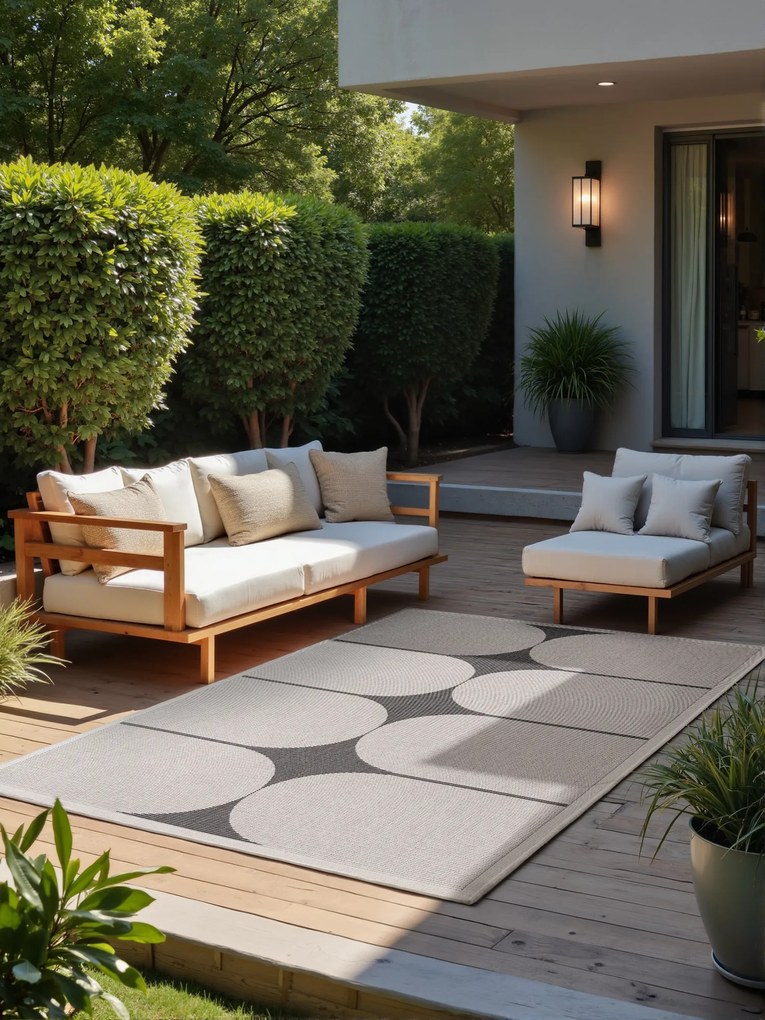 NORTHRUGS, Kusový koberec Duet Bowen 106244 Black/White - na von aj na doma, 200x290, čiernobiela, chodba / predsieň