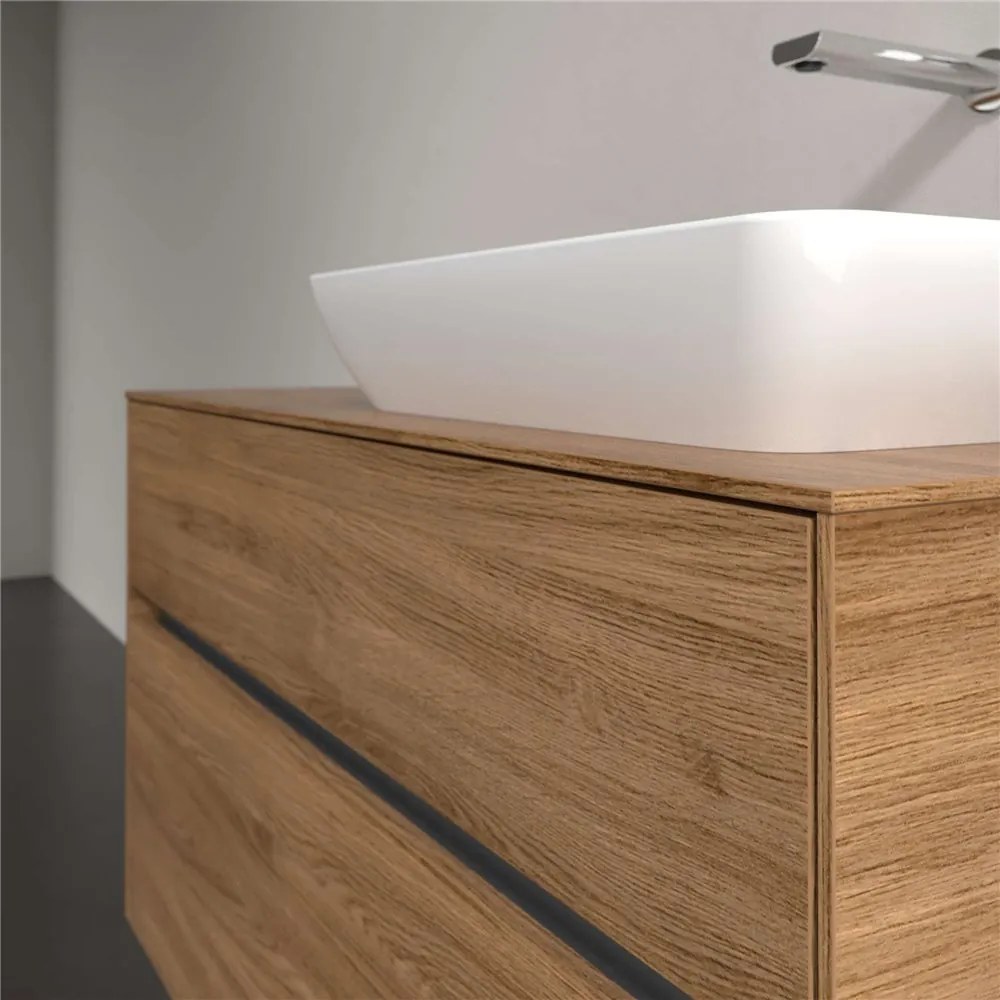 VILLEROY &amp; BOCH Collaro závesná skrinka pod umývadlo na dosku (umývadlo vpravo), 2 zásuvky, s LED osvetlením, 1000 x 500 x 548 mm, Oak Kansas, C111B0RH