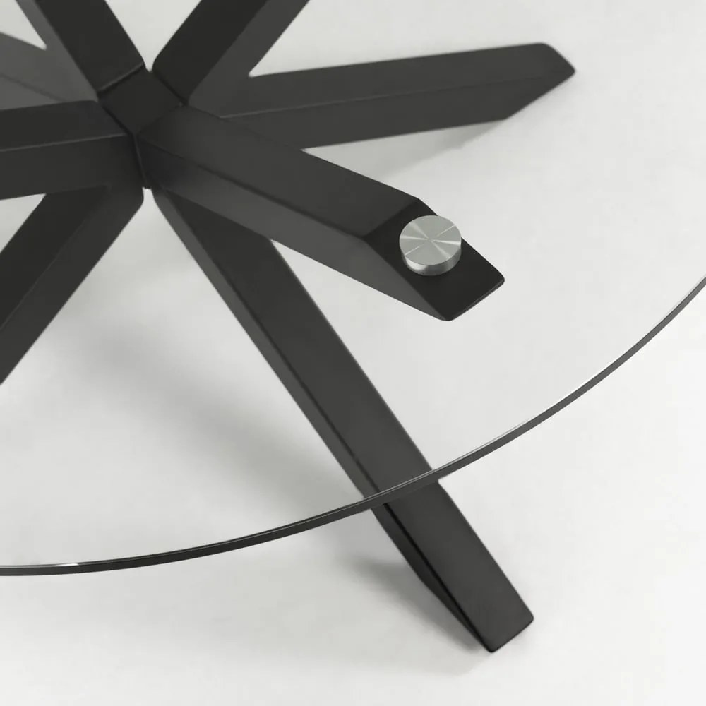 Guľatý jedálenský stôl so sklenenou doskou Kave Home, ø 119 cm