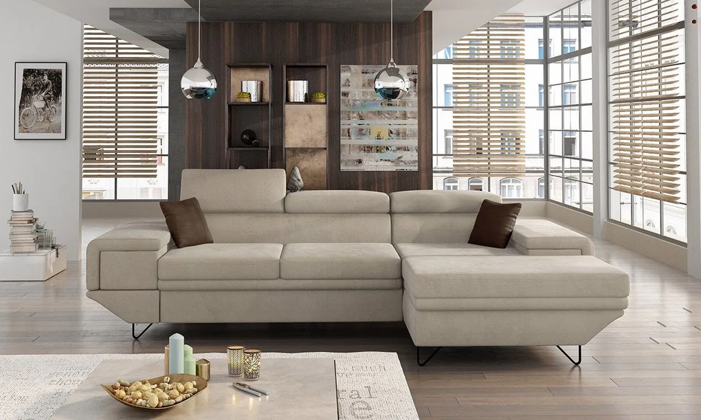 Moderná rohová sedacia súprava Arcadia, Dostupné poťahy: Zetta 297 + Zetta 297 + Zetta 296, Strana: pravá