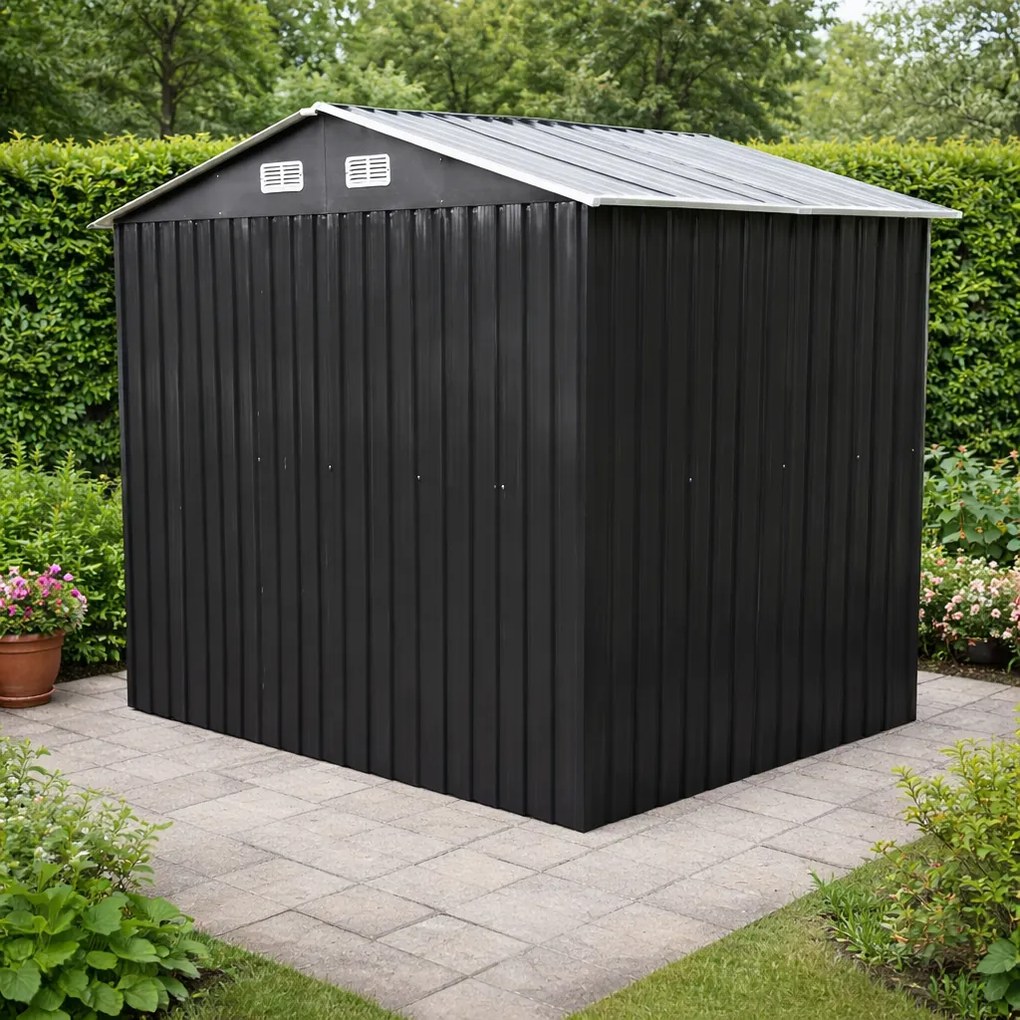 Záhradný domček BestBerg BBSH-608A / 5,3 m² / 205 x 257 x 202 cm / antracitová/biela