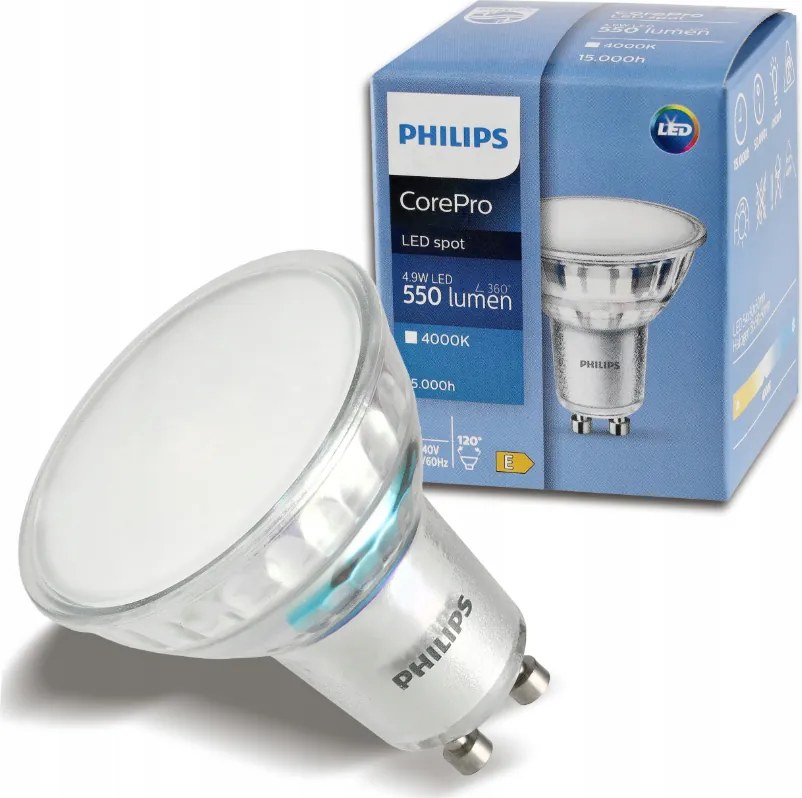 SADA 3x žiarovka Philips GU10 4,9W 550 lm 112 lm/W 4000K EyeComfort