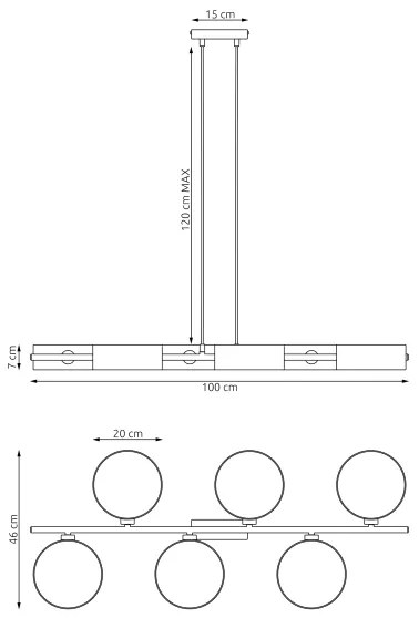 Závesný luster na lanku DRUMZ 6xE14/10W/230V čierna/šedá