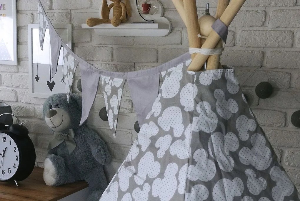 Dekoračná vlajková girlanda MYŠKA - šedá