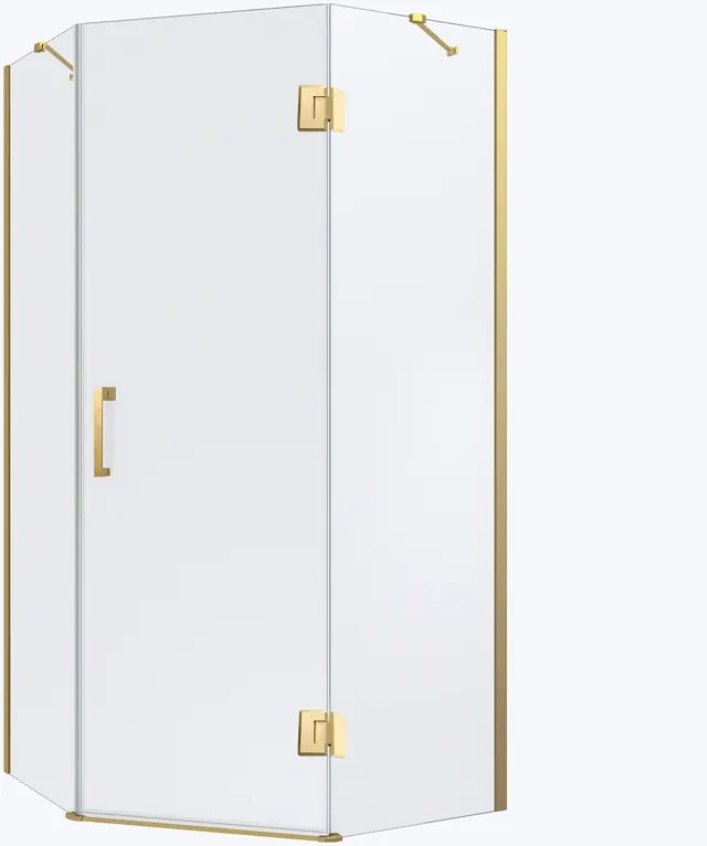 BPS-koupelny Päťuholníkový sprchový kút KZ10B GL BR 90x90 zlatý kartáčovaný/transparent - bez vaničky