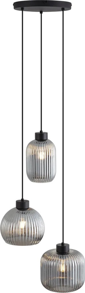 Inteligentné závesné svietidlo čierne s dymovým sklom 3-svetlá vrátane WiFi A60 - Ana