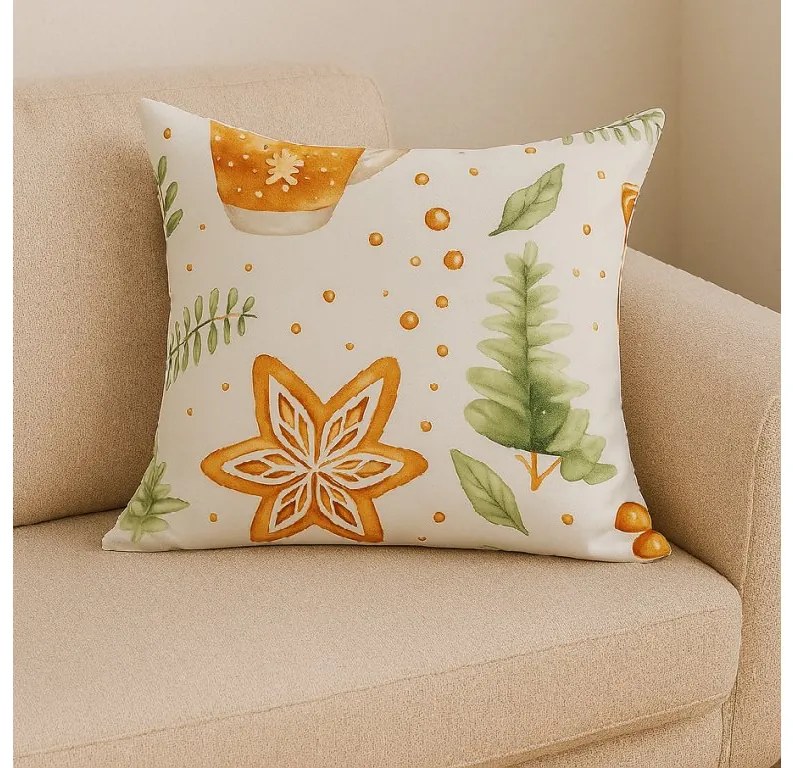 Obliečka na vankúš z mikrovlákna WINTER GINGERMAN 45x45 cm, biela