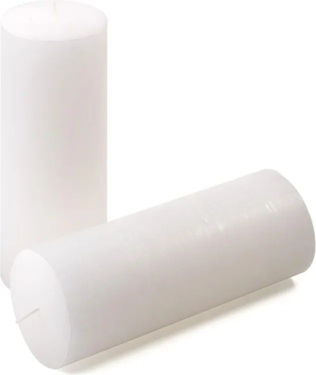 Biela parafínová sviečka rustikálna 20 cm, 90 h, sada 2 ks