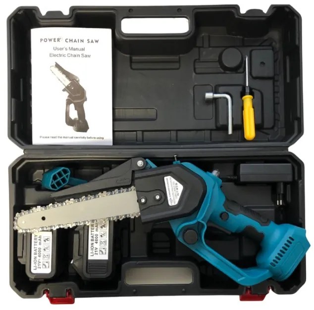 Akumulátorová 8" ručná mini pílka NAKIDA HT-6602-2 s olejovým mazaním + 2x batéria + 2x reťaz + kufo