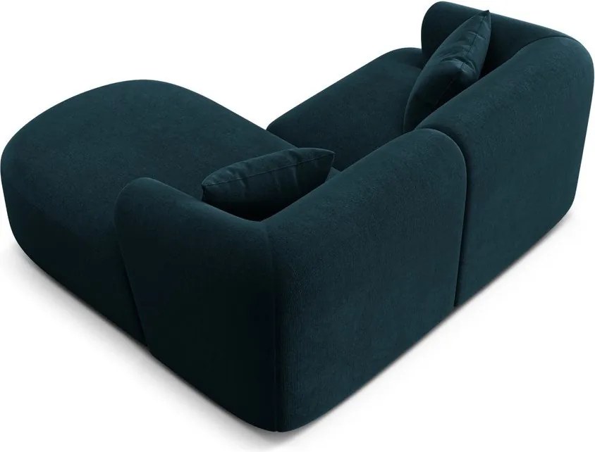 Zamatová rohová pohovka v petrolejovej farbe (pravý roh/s leňoškou) Campi – Cosmopolitan Design