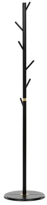 Věšák dřevěný stojanový, masiv bambus, černá + zlatá barva